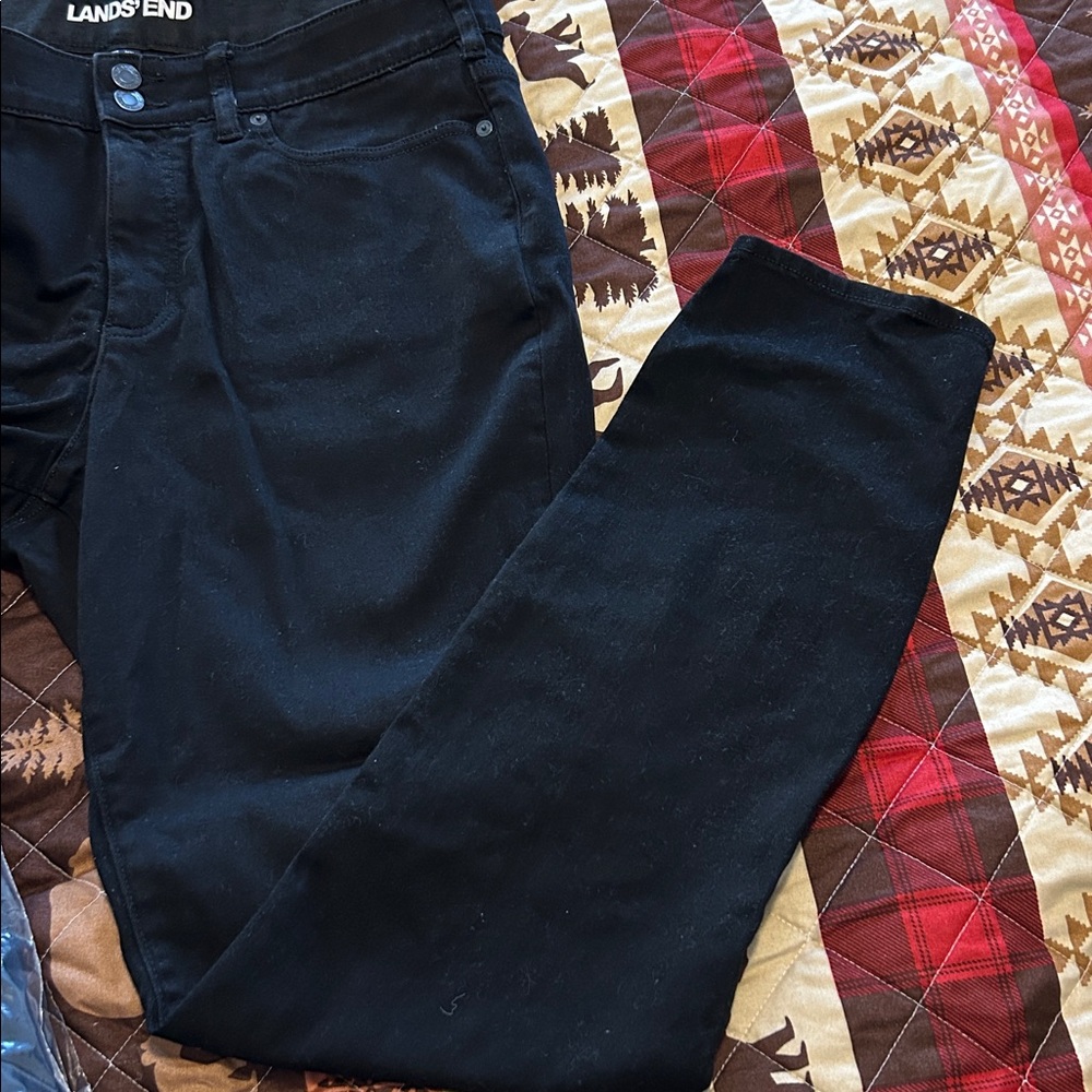 NWOT Lands' End Classic Black Denim Trousers
